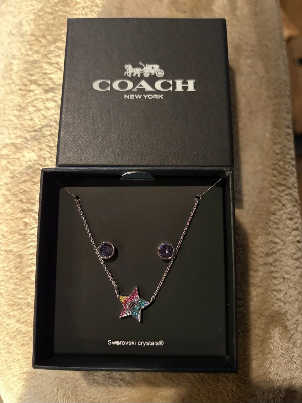 Coach earrings and necklace set nwt